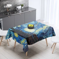 exquisite vangogh painting tablecloth dust proof art abstract living room kitchen rectangular cover coffee table decoration