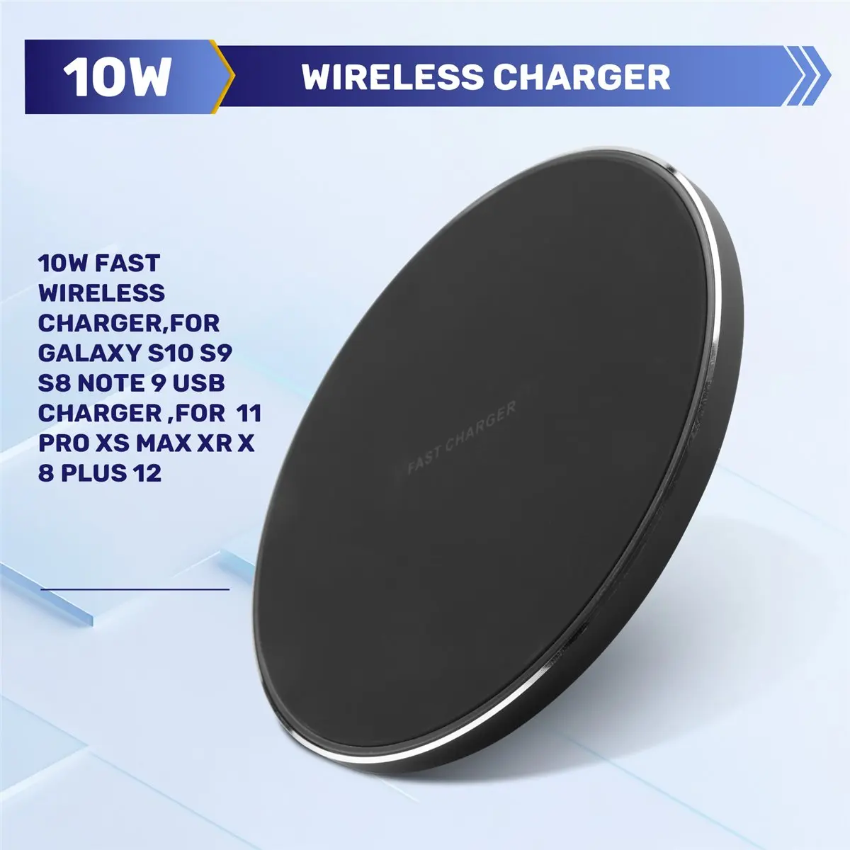 Фото (DT93) Быстрое беспроводное зарядное устройство мощностью 10 Вт, USB-зарядка для Samsung Galaxy S10 S9 S8 Note 9, для iPhone 11 Pro XS Max XR X 8 Plus 12 №3