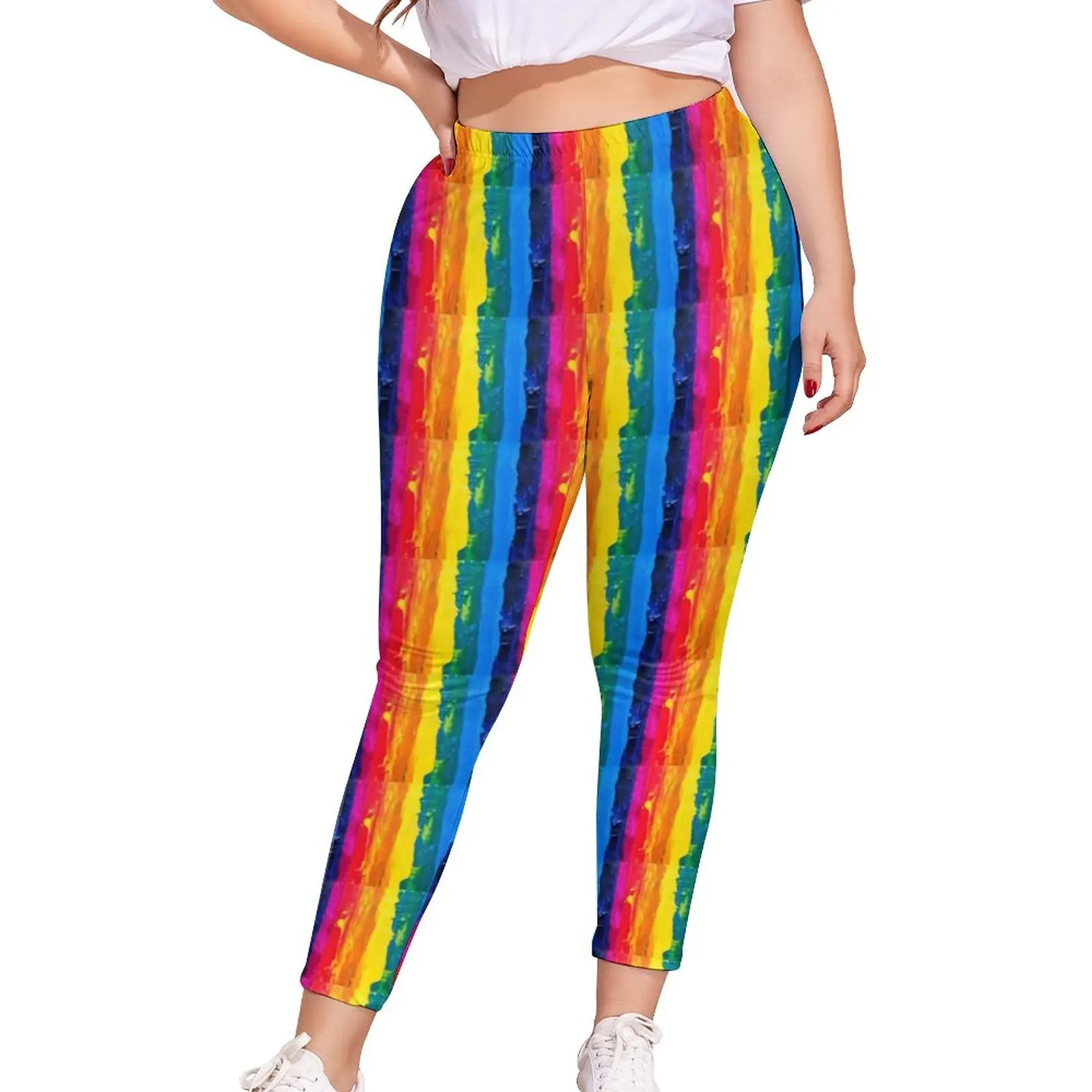 

Rainbow Pride Leggings Abstract Stripes Art Drawings Legging Fancy Teenagers Soft Exercises Pants