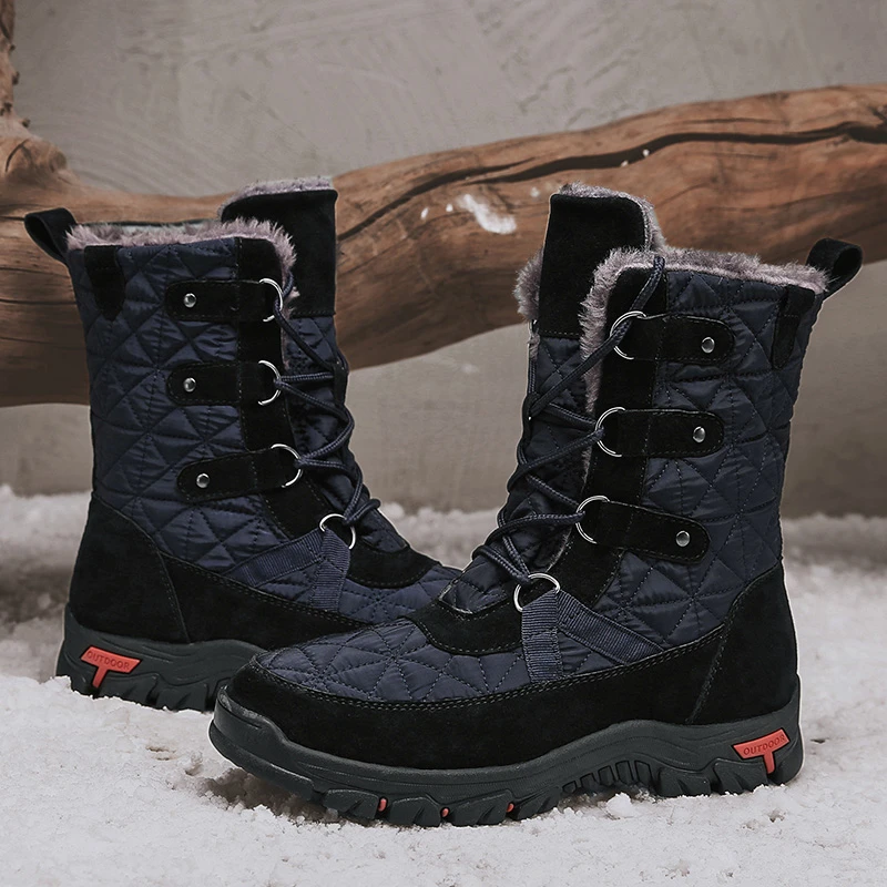 Winter For Men's Snow Boots Plush Thicken Warm Outdoor Walking Men Cotton Shoe Blue Light Male Зимние Сапоги |