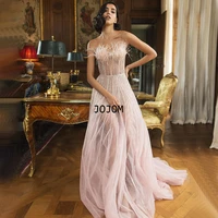 pink a line strapless sexy evening dresses gowns 2022 luxury feather beaded for women wedding party