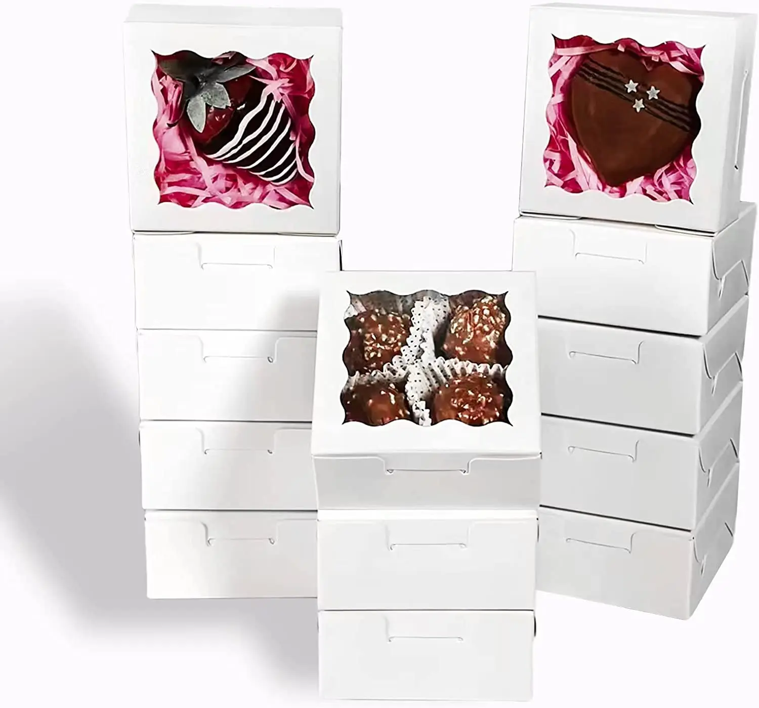 

Cookies Boxes Soap Boxes Chocolate Truffle Boxes for 4, Donut Boxes Macaron Boxes Mini Bakery Boxes with Window Brownie Boxes