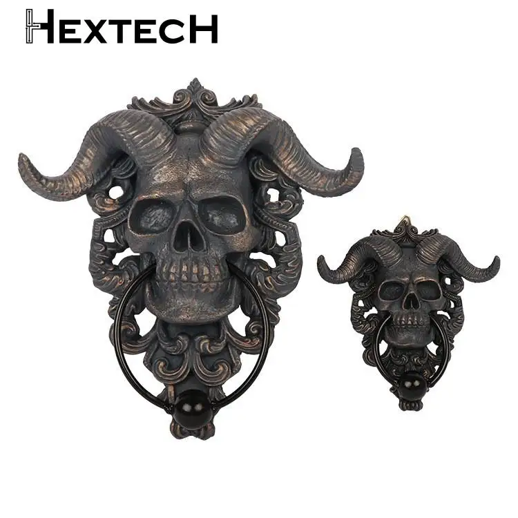 

Skeleton Head Door Knocker Decor Resin Goat-headed Figure Hanger Resin Punk Satan Skull Sheep Head Statue Wall Pendant Crafts