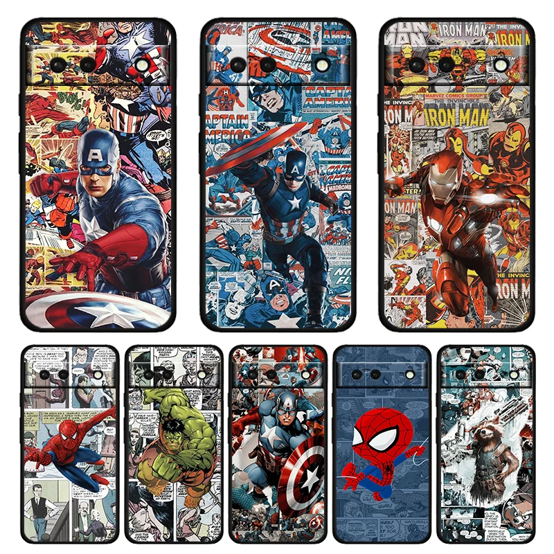 

Avengers America Captain Marvel Shockproof Case for Google Pixel 7 6 Pro 6a 5 5a 4 4a XL 5G Silicone Soft Black Phone Cover Capa