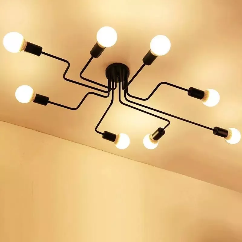 

NEW2023 Iron ceiling lamp multi- living room lamp personality office bedroom lamp retro spider lamp contains light bulbs
