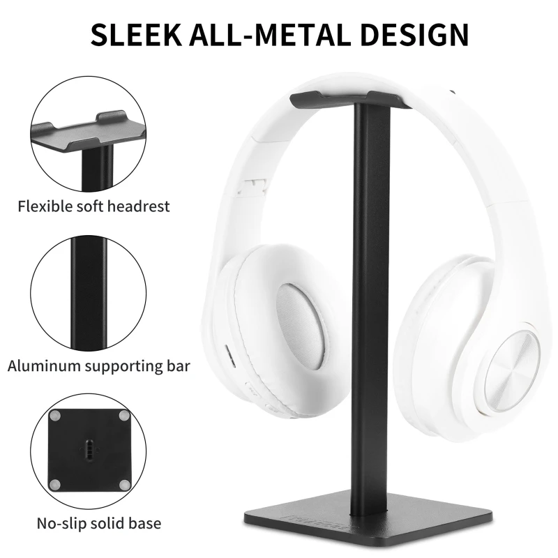 

Black Headphone Supporting Stand Hanger Orgnizer Headphone Support Heavy Base