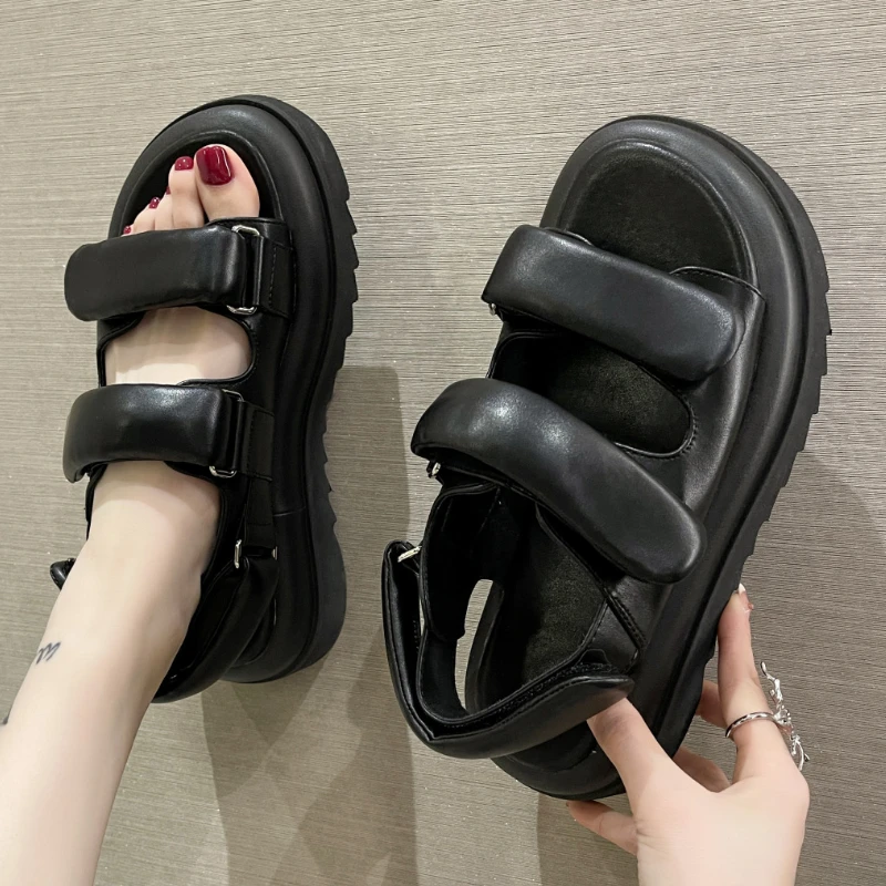 

Soild Colors Platform Sneakers Summer Beach PU Leather Women Roman Sandals Comfortable Casual Non-Slip Shoes Cangrejeras Mujer