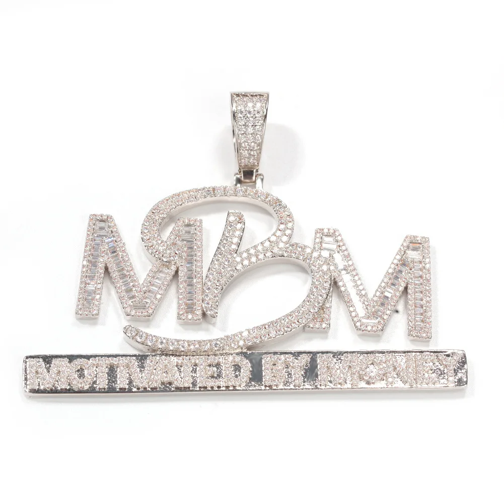 Hip Hop AAA Zircon Iced Out Letters MBM Pendant Bling Bling GFM Money Tennis Chain Men Jewelry Birthday's Gifts