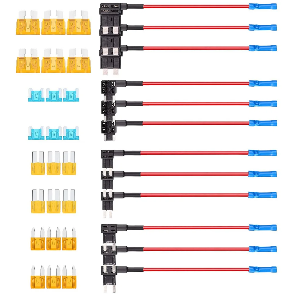 

Набор из 36 кранов для предохранителей, 4 типа, 12 В, автомобильный адаптер для добавления цепи с мини-низкопрофильным лезвием 15 А, адаптер для предохранителей для автомобилей, грузовиков