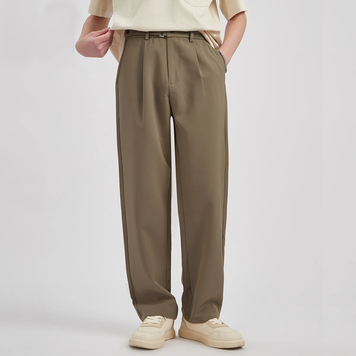 

Pants Men's Straight Loose Spring Wide Leg Pants Summer Streetwear Ice Silk Casual Suit Pants Male Office Fashion Trousers