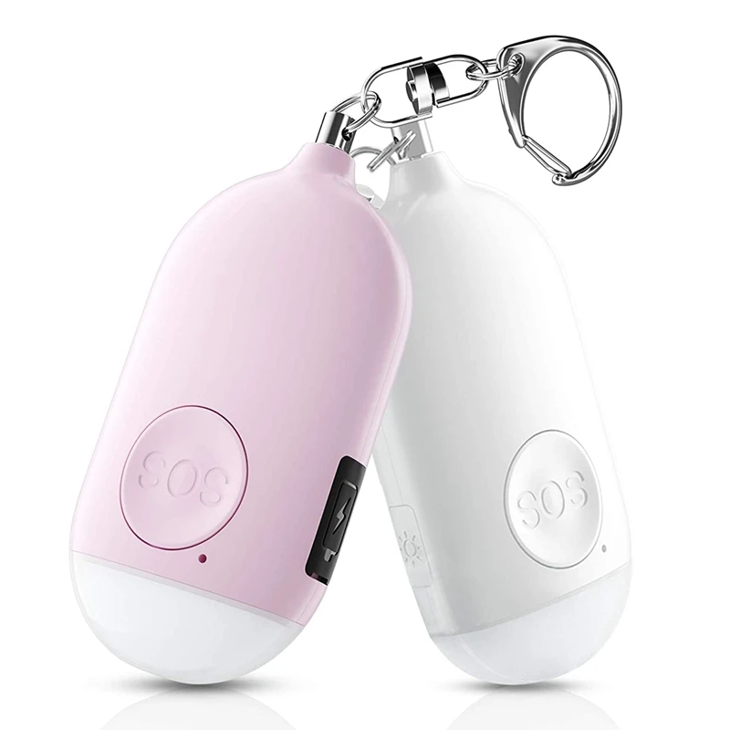 

Hot 3C-Personal Alarm Siren 2 Pack-120 DB Self-Defense Alarm Keychain with USB Charging Emergency LED Flashlight