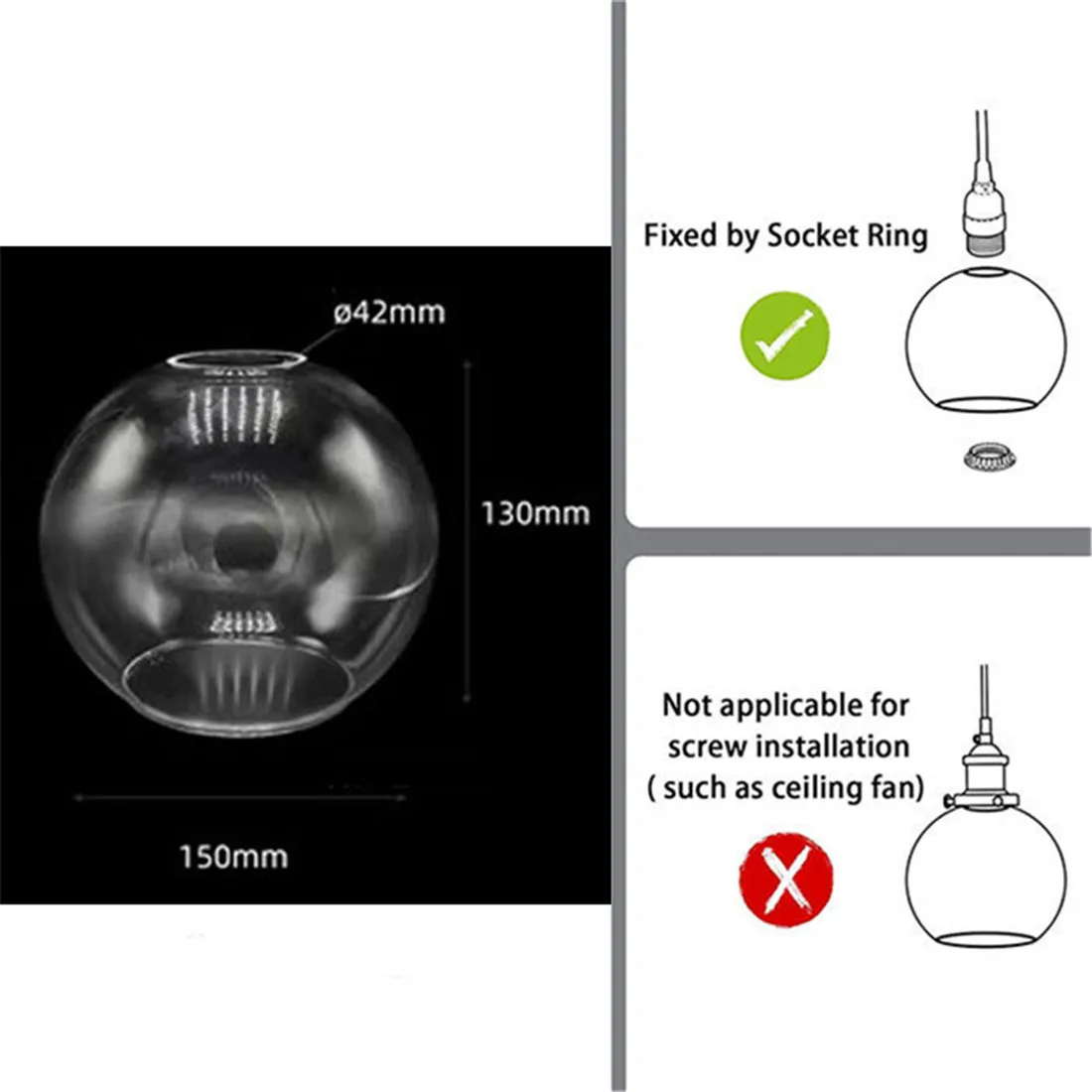 Прозрачный стеклянный абажур для вина