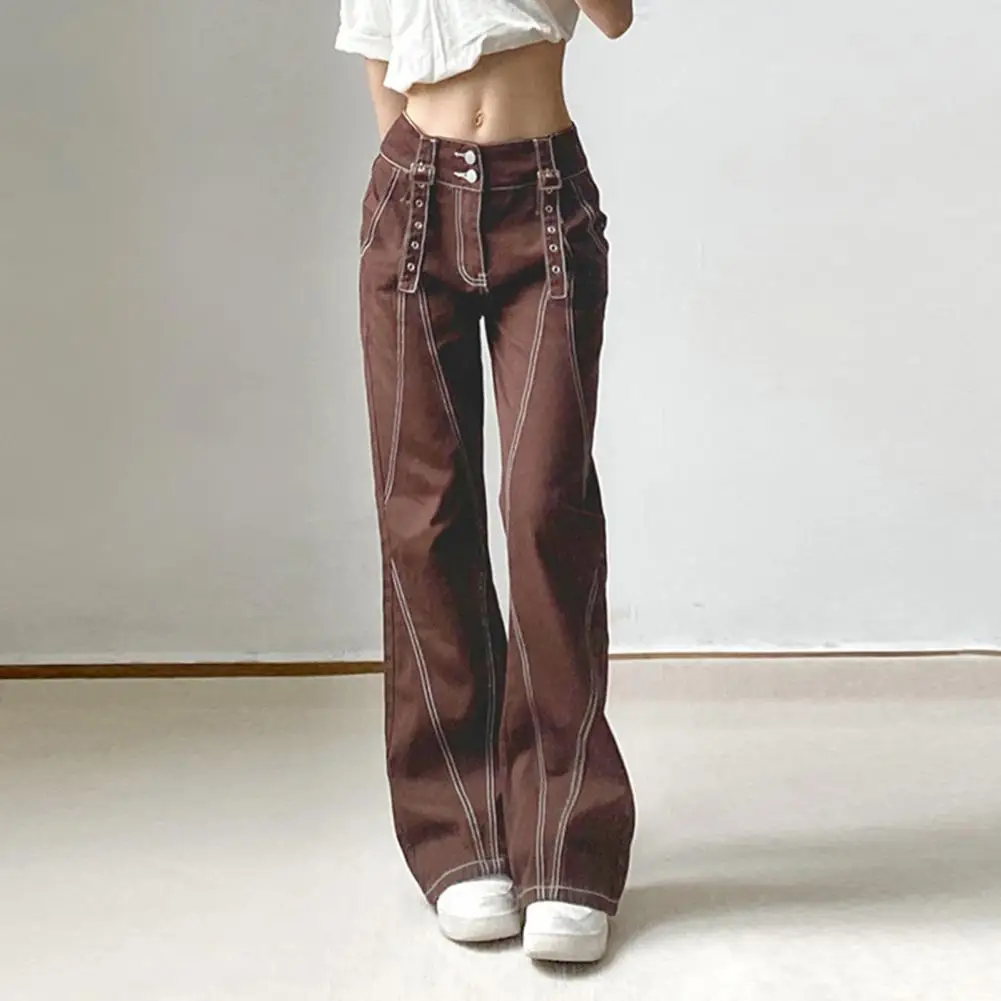 

Skin-touching Versatile Lady Straight Loose Denim Cargo Pants Female Clothing
