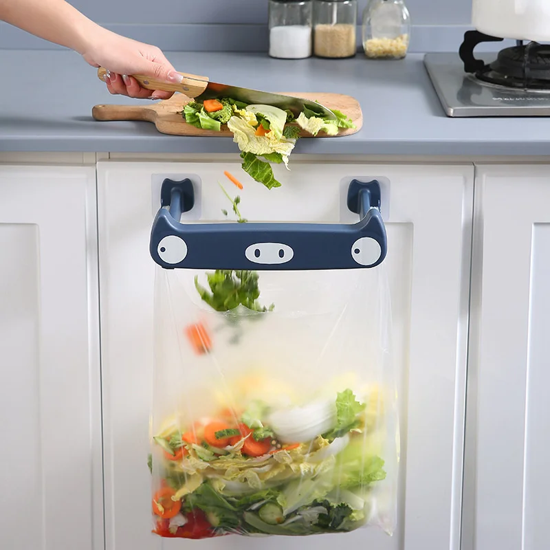 

Cupboard Door Back Hanging Trash Rack Trash Storage Rack Towel Holders Trash Bag Hanger Storage Shelf Kitchen Accessories