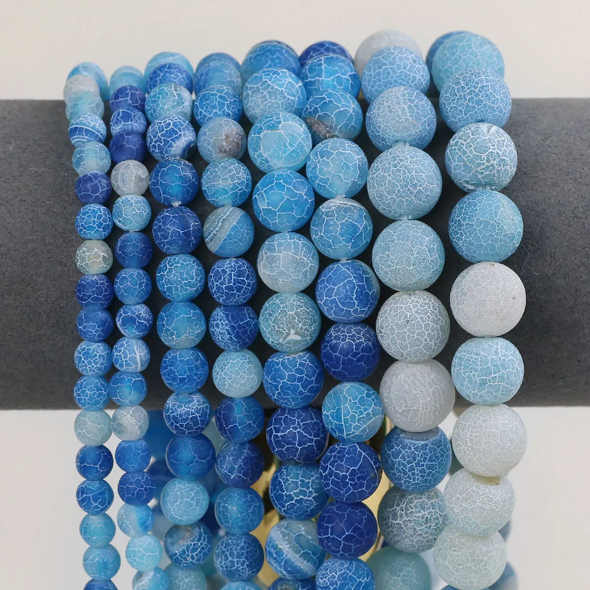 Круглые Бусины Из Натурального синего агата с отверстиями для изготовления