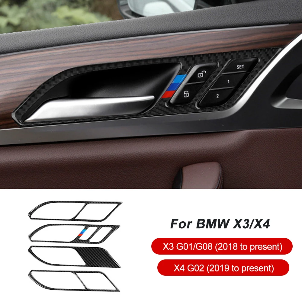 

4 шт., стикеры на раму для ручки двери из углеродного волокна для BMW X3/X4/G01/G02/G08 2018-2022