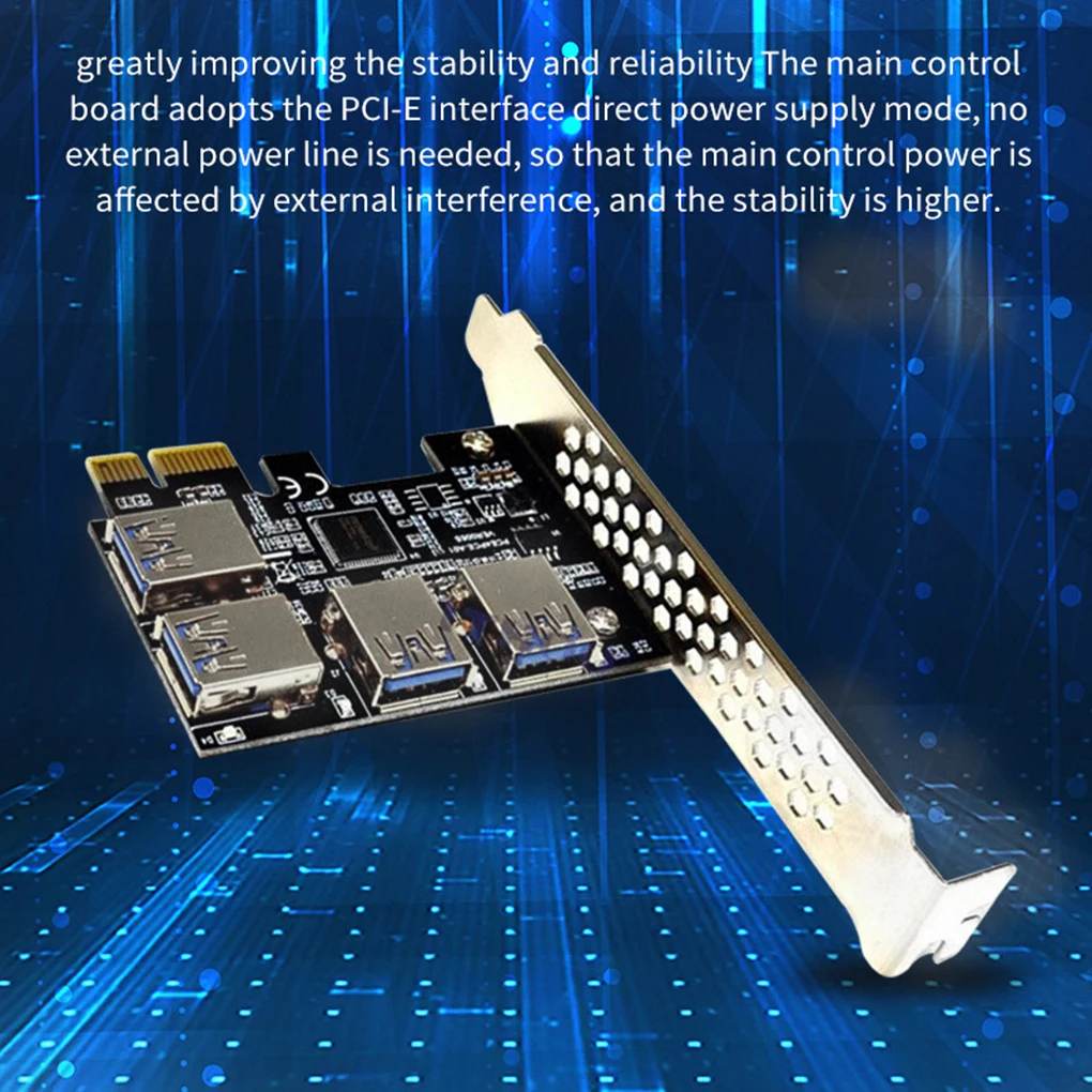 

PCI-E 1 to 4 PCI-E Exender Card 4 Ports USB Board Portable Mini Desktop PC Adaptor Electrical Device Accessories