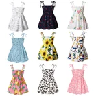 Летнее платье для девочек, Новое поступление 2022, Детские красочные платья, детская одежда с мультяшным цветочным принтом