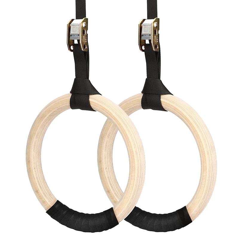 

Wooden Gymnastics Rings With Buckles Gymnastic Rings For Muscle Building Abdominal Training Strength Training