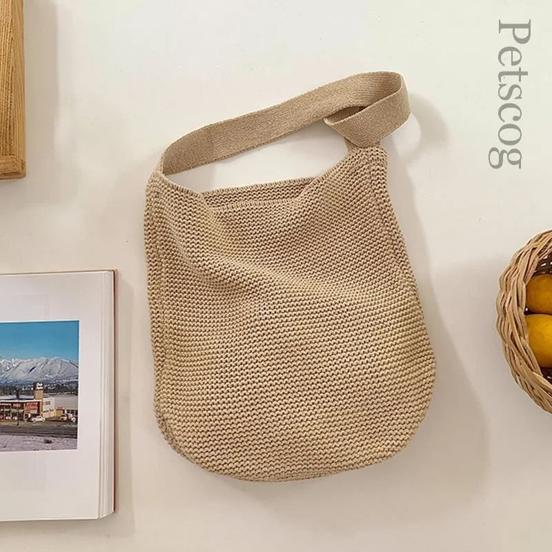 

Летняя модная сумка-тоут 2023, сумки для женщин, хлопковые плетеные вместительные сумки для покупок, повседневная сумка на плечо с широким рем...