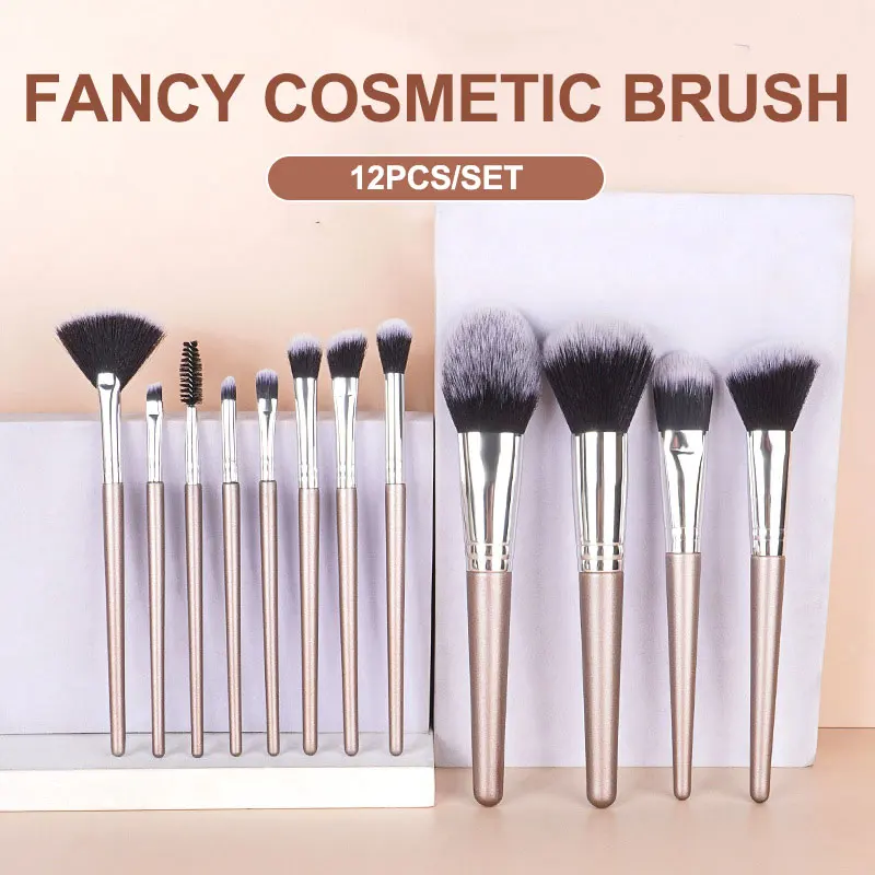 

12pcs/set High-quality Makeup Brush Kit Powder Blusher Foundation Sculpting Brush Smudge Eye Shadow Soft Bristle Wood Handle NEW