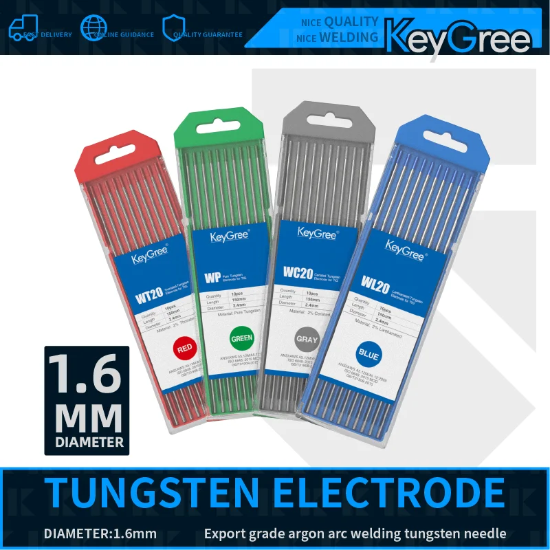 

KeyGree TIG Welding Rods Needle Professional Tungsten Electrodes 6" 1.6mm WT20 WC20 WL20 WL15 WP 150mm
