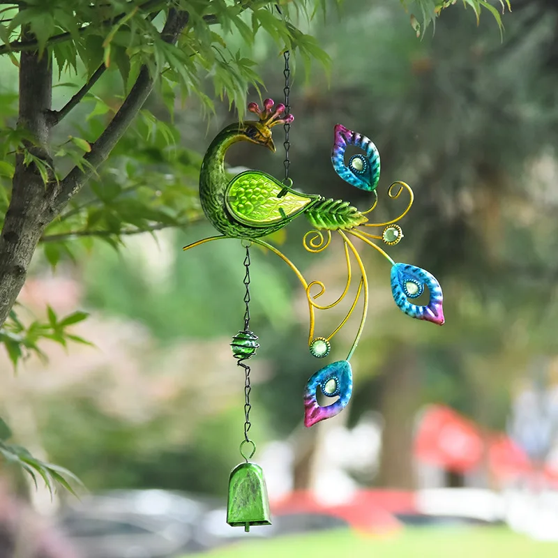 

Colorful Peacocks Shape Pendant Bell Wind Chimes Metal Painted Indoor Outdoor Balcony Garden Decor Hanging Decoration Ornament
