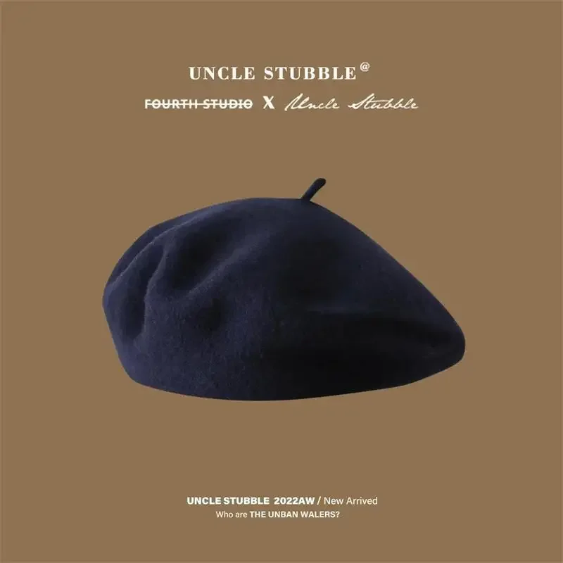 Женский шерстяной однотонный берет в винтажном стиле