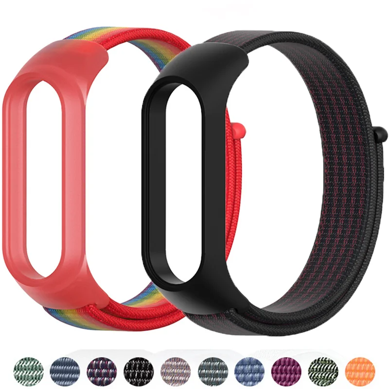 

Bracelet for mi band 6 7 Strap Nylon Sport loop watch Belt pulsera correa Mi band 4 Wristband for xiaomi Mi band 5 4 3 Bracelet