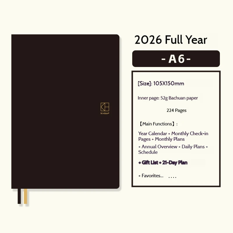 

Kinbor A5 Daily Weekly Monthly Organizer Notepad из искусственной кожи