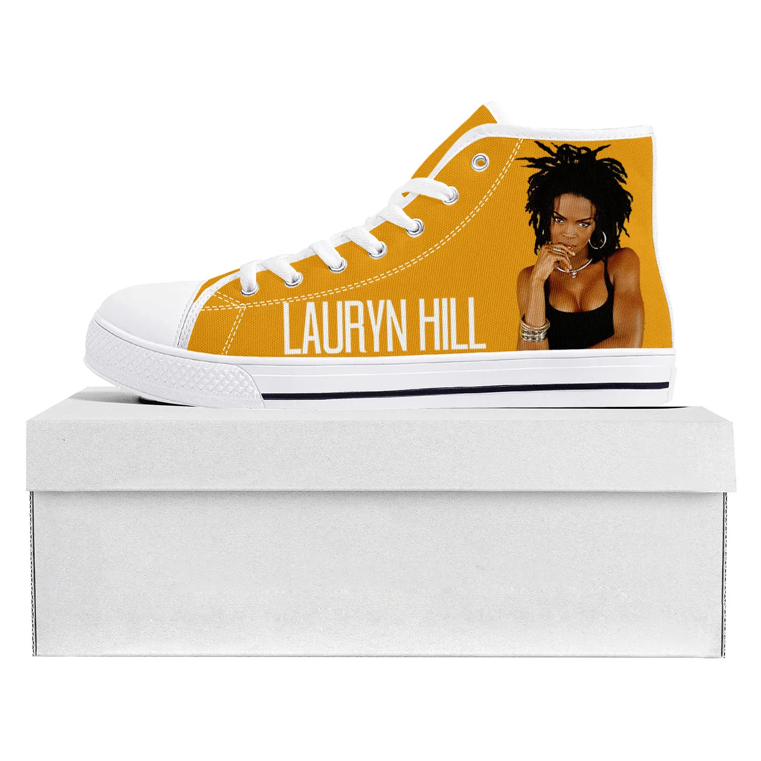 

Lauryn Hill Rapper High Top Advanced Sneakers Mens Womens Teenager Good Quality Canvas Sneaker Couple Shoes Custom Shoe White