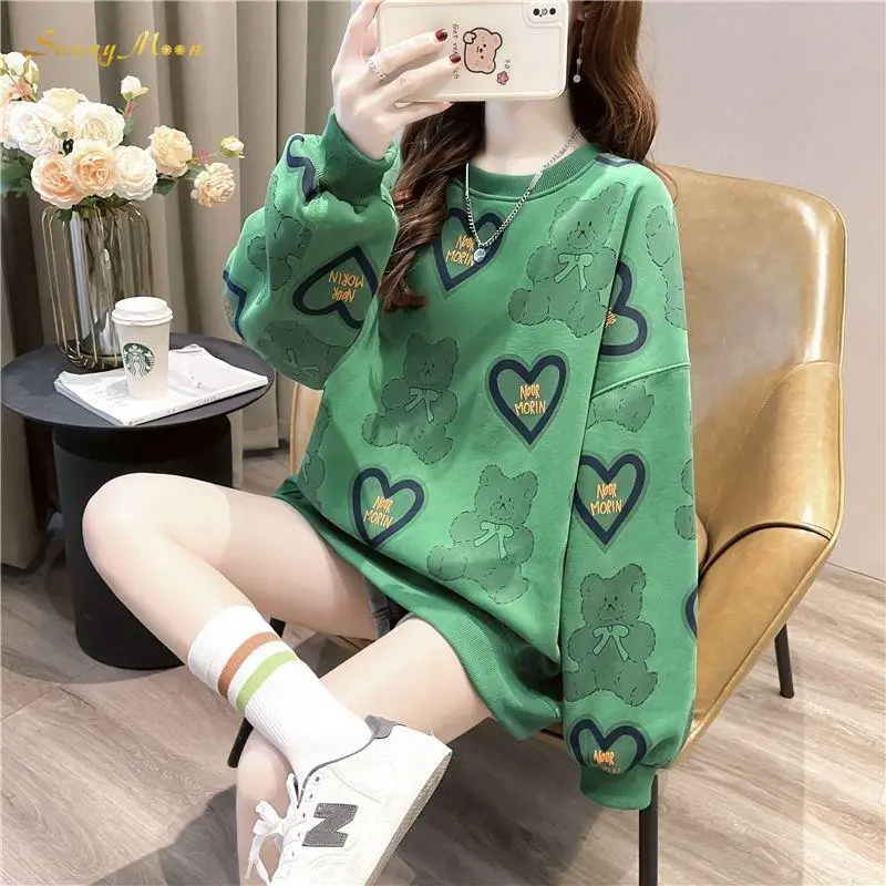 

Baby girl Spring and autumn cotton casual cartoon printed pullover long sleeve hoodie base shirt infant toddler teens