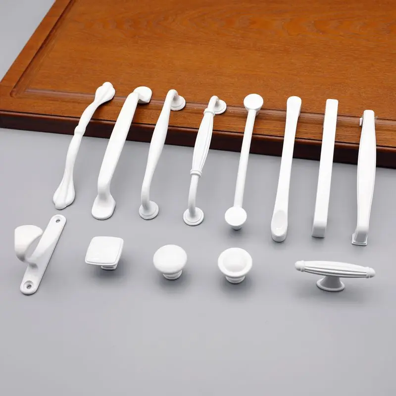 

American Aluminum Alloy White Handle Simple Furniture Hardware Wardrobe Medicine Cabinet Door Drawer Door Handle Cabinet Handles
