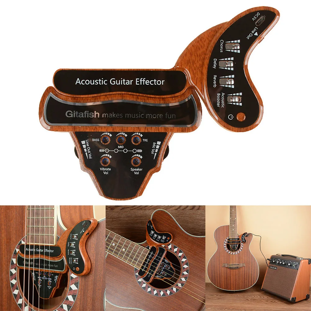 

Acoustic Guitar Resonance Pickup Speaker Reverb/Delay/Chorus Effect Subwoofer 3 Sound Effects Guitar Soundhole Pickup Accessory