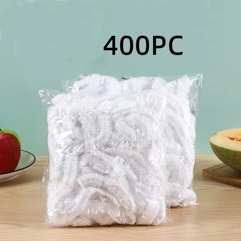 

400 PC Disposable Elastic Plastic Wrap Food Cover Foods Lids Shoe Cover Shower Headgear Bowls Caps Dust Food Fresh Saver Bag