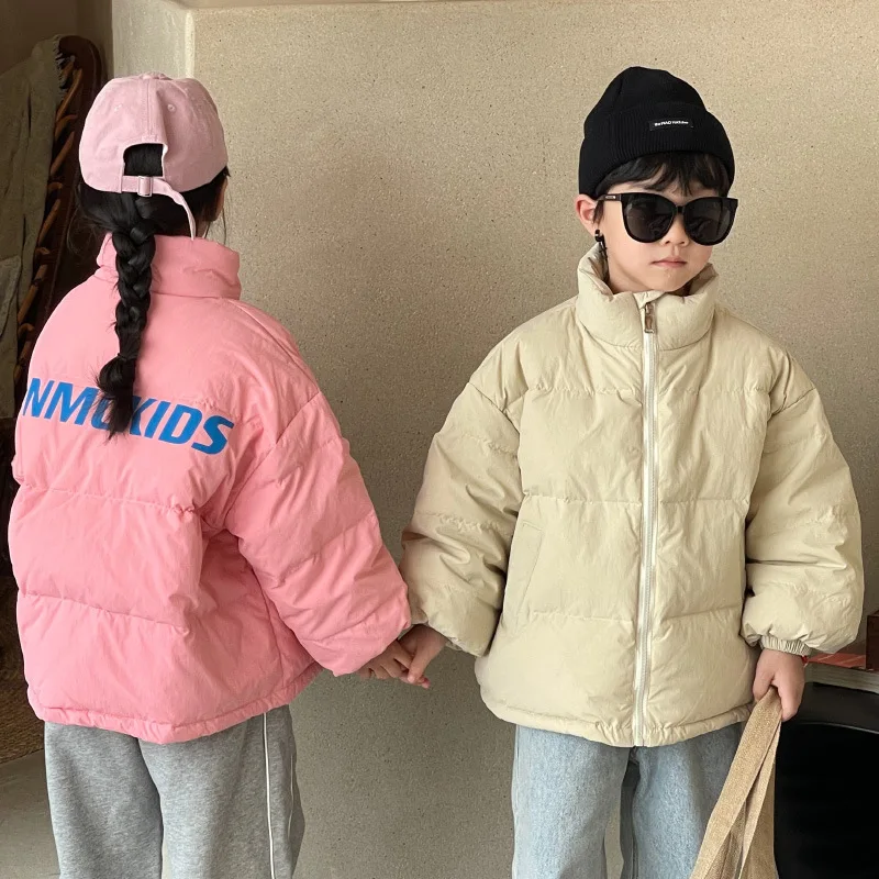 

Детское зимнее пуховое пальто с воротником-стойкой, Корейская Толстая теплая повседневная одежда, 90% пуховое пальто на белом утином пуху, од...