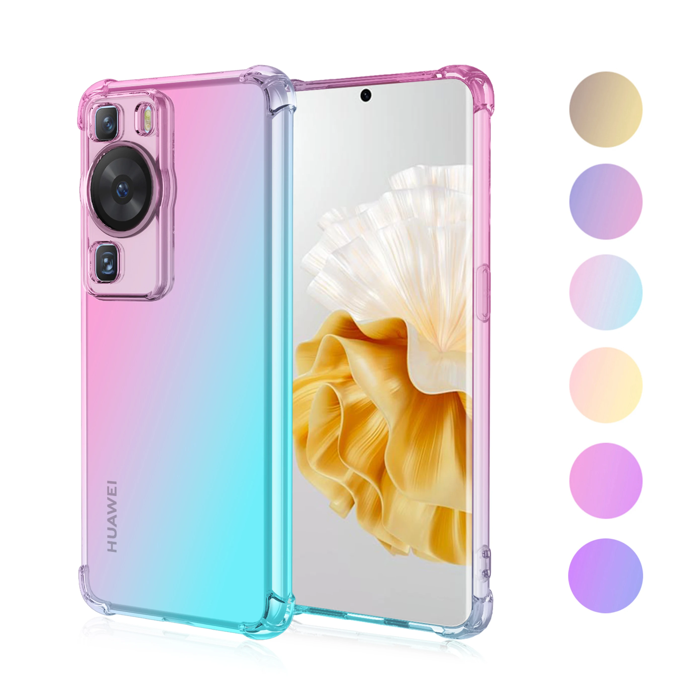 Прозрачный чехол для Huawei P60 P50 P40 P30 P20 Pro Plus Lite, милый градиентный тонкий гибкий противоударный чехол из ТПУ с защитой от царапин