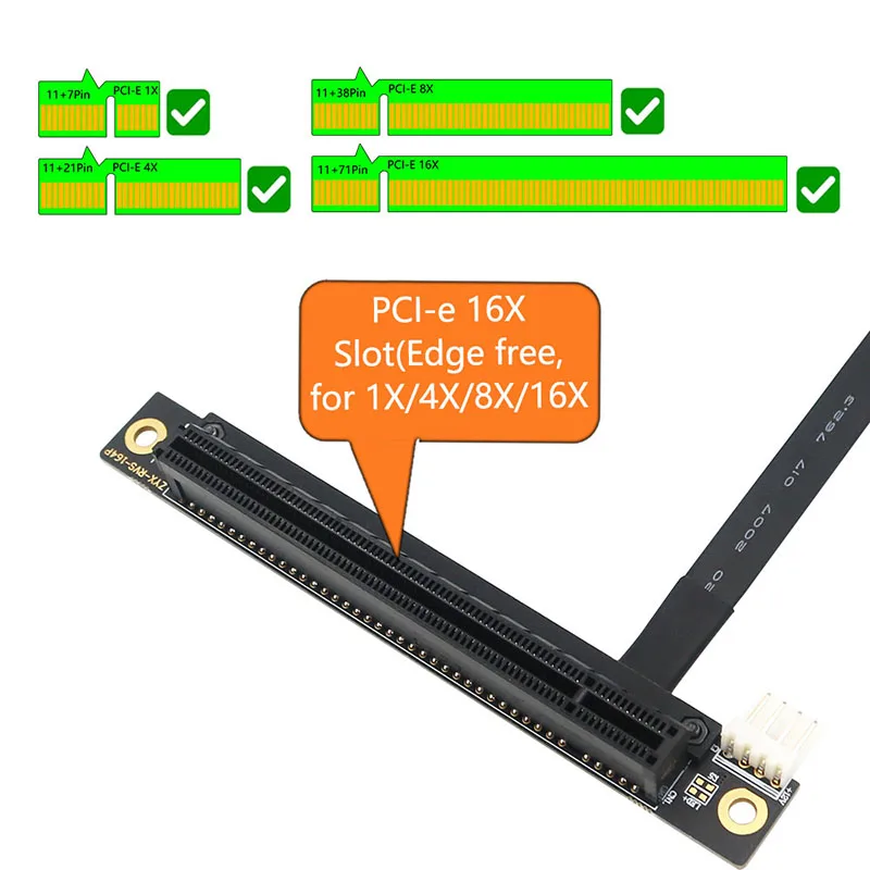 Фото Новый адаптер M.2 NGFF для PCI Express X16, адаптер, переходник для кабеля, 4-контактный разъем питания FDD, 270 градусов, для PCIe Tester Extender №4
