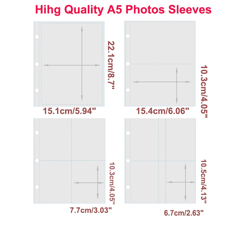 

A5 3 Ring Photocards Binder Sleeves 10x15 2 4 Pockets Clear Acid Free 6x4 Photo Album Refill Pages Trading Card Postcard Sleeves