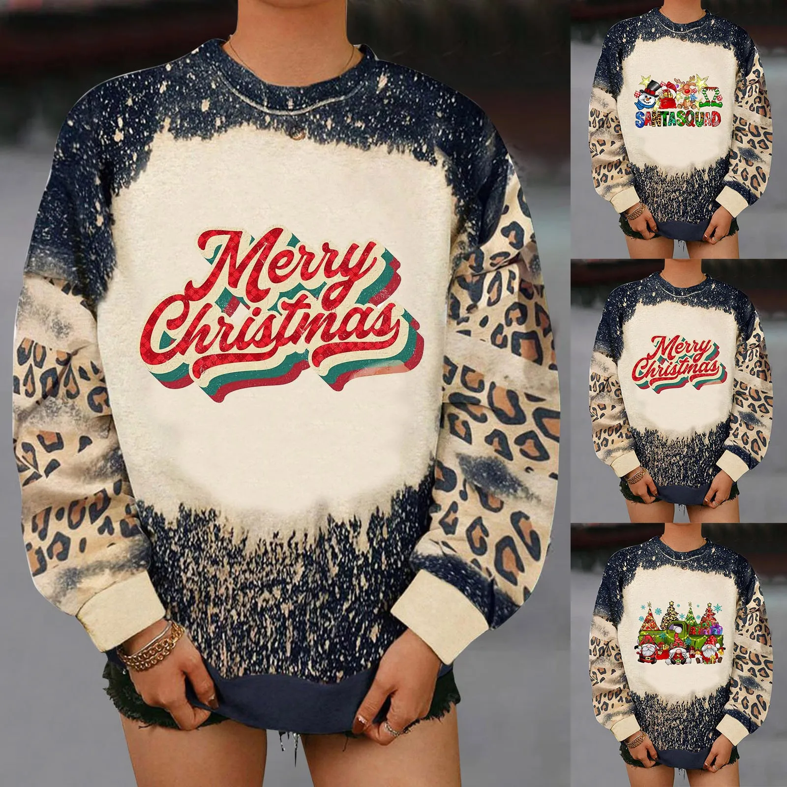 

Женская Удобная Толстовка мягкие фуфайки для женщин с рождественским принтом и круглым вырезом, трикотажные толстовки, женская одежда, руб...