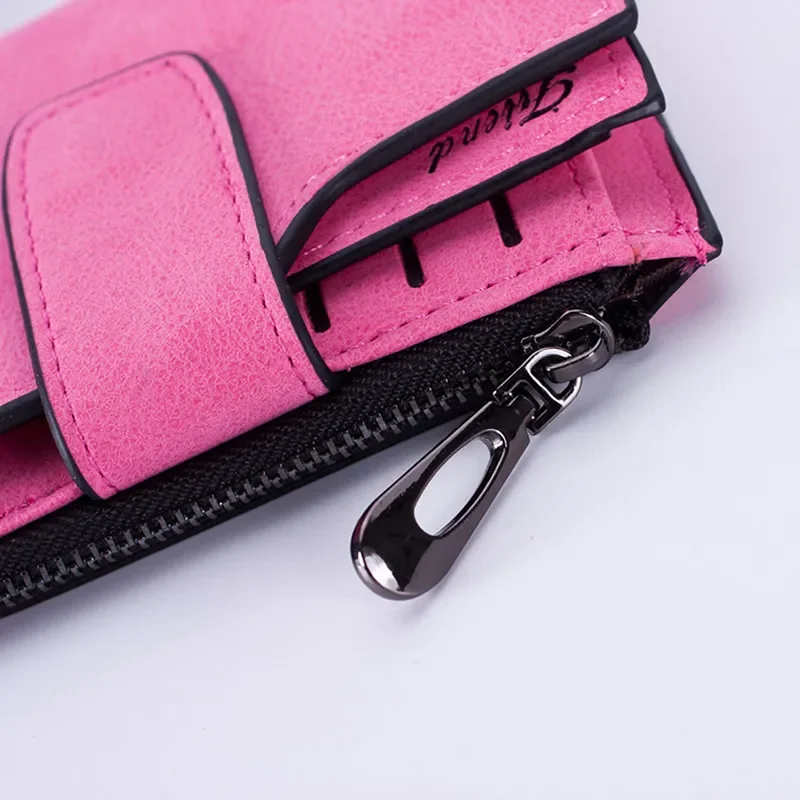 Female Purse Short Lady Letter Hasp Zipper Mini Clutch Coin Pocket Cards Holders Wallet Vintage Matte Women's Wallet