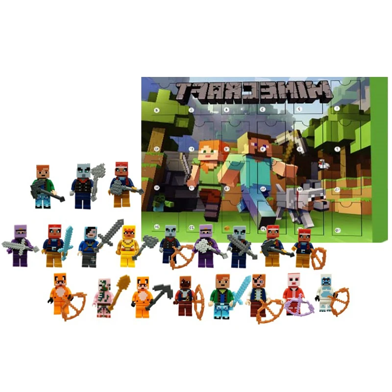 Minecraft аниме фигурка игрушка Рождественский адвент-календарь коробка мультфильм