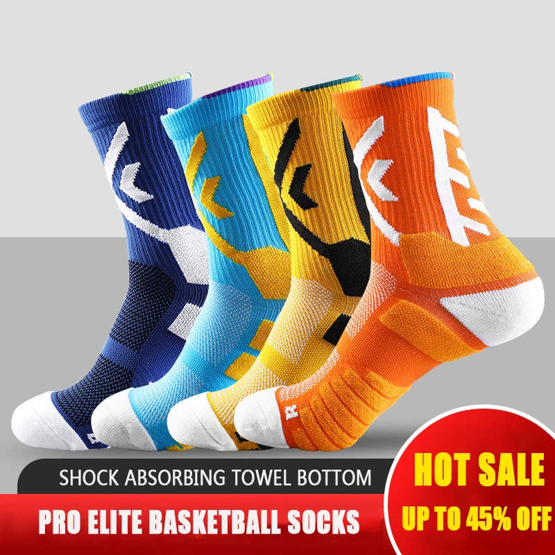 Professional Men's Sports Basketball Sock Outdoor Cycling Climbing Running Breathable Sweat-Wicking Towel Soles Cushioned  Socks