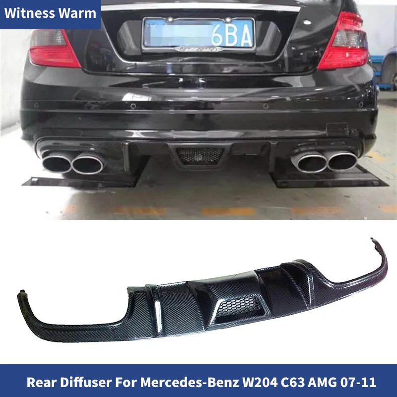W204 C63 Углеродное волокно задний бампер автомобиля Диффузор Губа Спойлер для Mercedes Benz Amg 2007 - 2011 Splitter on.