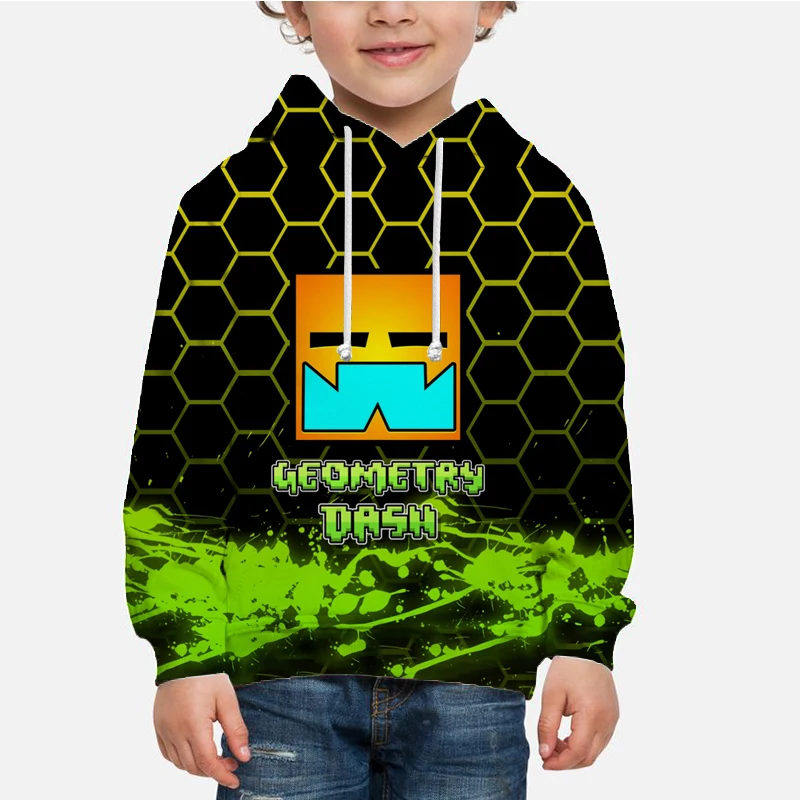 

Children Angry Geometry Dash 3D Print Hoodies Kids Cartoon Anime Sweatshirts Boys Girls Game Pullovers Streetwear Tops Coats