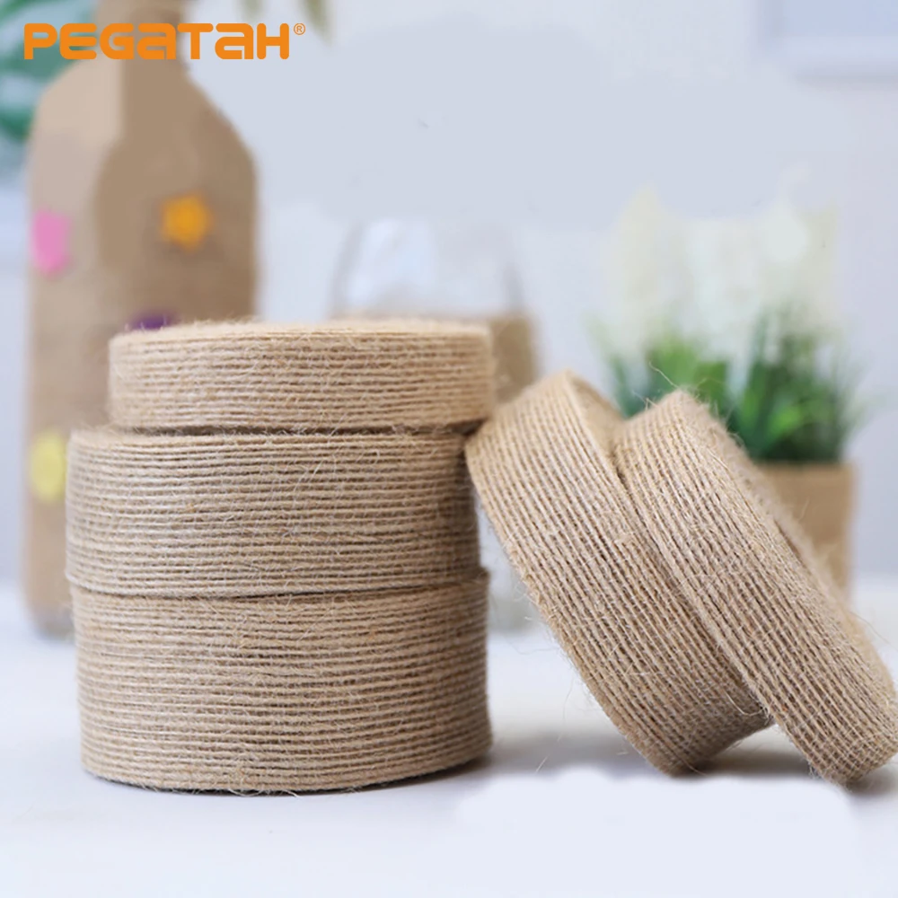 

15mm-38mm Natural Vintage Jute Burlap Ribbon For Weddings Belt Strap Floristry Party Christmas Decoration DIY Gift Packing