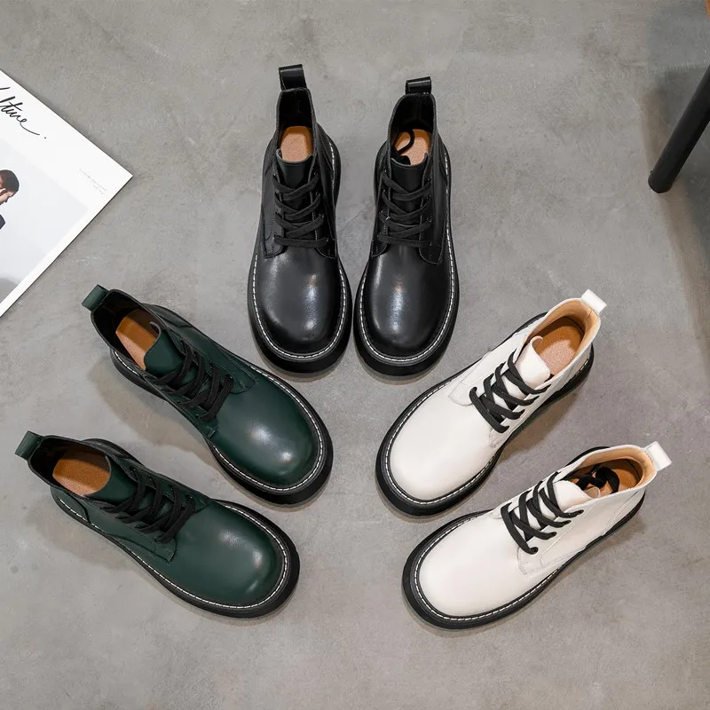 AIYUQI Women Ankle Boots 2023 Winter Latest British Style Big Drape Women Short Boots Fashion Lace-Up Women Marton Boots