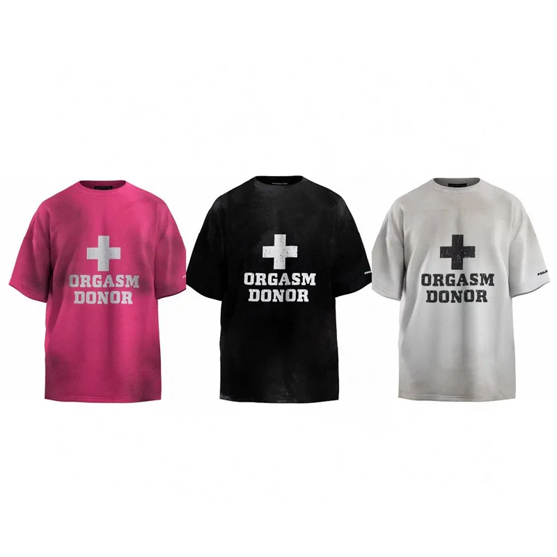Футболка Grailz 26ss с эффектом потертости, окрашенная в технике Mud-Dyed, с коротким рукавом, круглым вырезом, оверсайз, повседневная (art.: 3920db10a1bbb) - 3920db10a1bbb