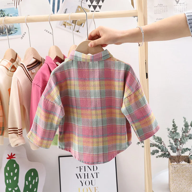 Детская одежда для маленьких девочек Повседневная рубашка с лацканами