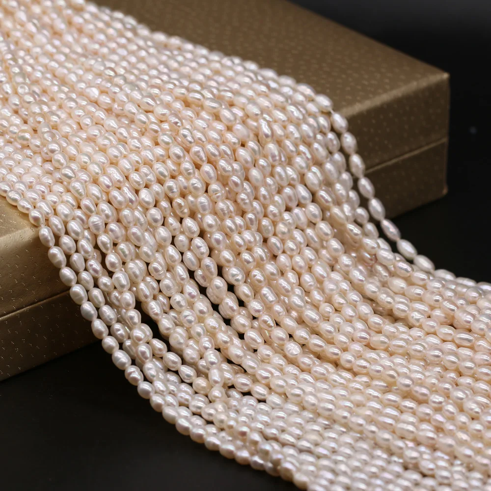 Grade AAA Freshwater Natural Pearl Beads White Rice Shap Bead for DIY Jewelry Making Bracelet Necklace Accessories Loose Beads